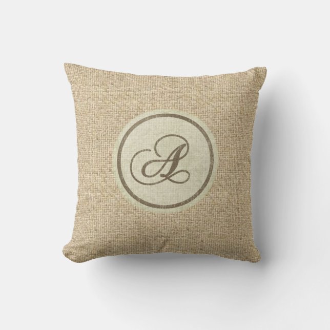 Burlap rustige letter A decoratieve kussen (Voorkant)