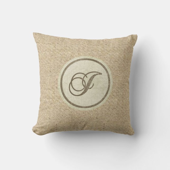 Burlap rustige letter J decoratieve kussens (Voorkant)