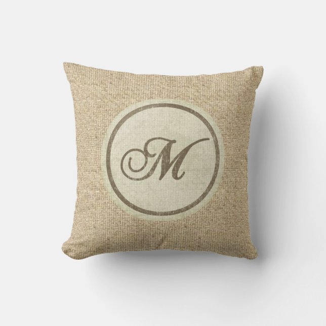 Burlap rustige letter M decoratieve kussens (Voorkant)