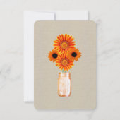 Burlap Rustisch Oranje Mason Jars Table Place Card Kaart (Achterkant)