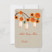 Burlap Rustisch Oranje Mason Jars Table Place Card Kaart (Voorkant)