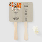 Burlap Rustisch Sinaasappel Floral Mason Jars Wedd Handwaaier (Voorkant en achterkant)