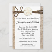 Burlap Sand Dollar Beach Rustieke bruiloft uitnodi Kaart (Voorkant)
