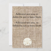 Burlap Sand Dollar Beach Rustieke bruiloft uitnodi Kaart (Achterkant)
