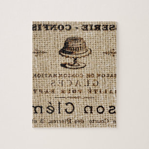 burlap scripts shabby chic franse country cake legpuzzel