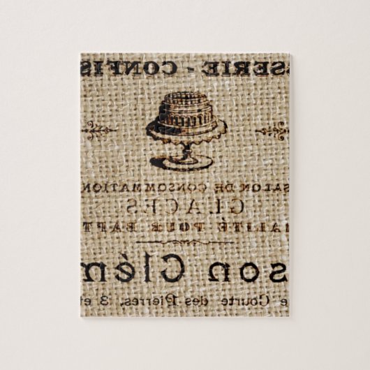 burlap scripts shabby chic franse country cake legpuzzel (Verticaal)