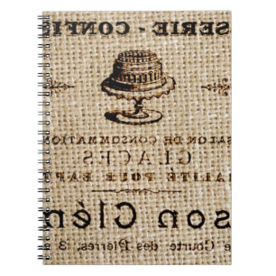 burlap scripts shabby chic franse country cake notitieboek