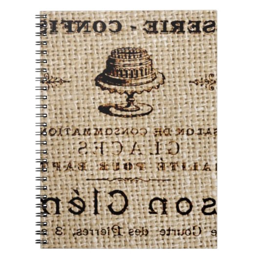 burlap scripts shabby chic franse country cake notitieboek (Voorkant)