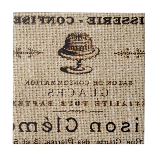 burlap scripts shabby chic franse country cake tegeltje (Voorkant)