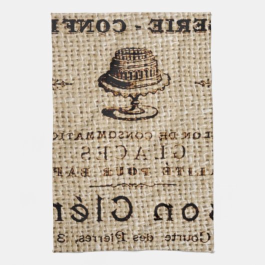 burlap scripts shabby chic franse country cake theedoek (Verticaal)