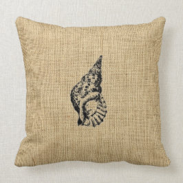 Burlap + SeaShell Illustration Sealife Design Kussen