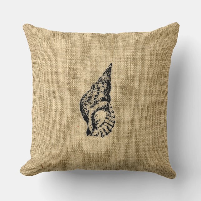 Burlap + SeaShell Illustration Sealife Design Kussen (Voorkant)
