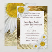 Burlap Shasta Daisy Rustic Wedding Invitation Kaart (Voorkant / Achterkant)