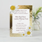 Burlap Shasta Daisy Rustic Wedding Invitation Kaart (Staand voorkant)