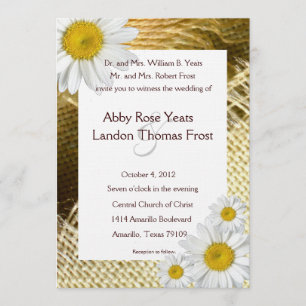 Burlap Shasta Daisy Rustic Wedding Invitation Kaart