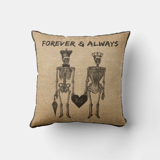 Burlap Skelet voor altijd Kussen (Achterkant)