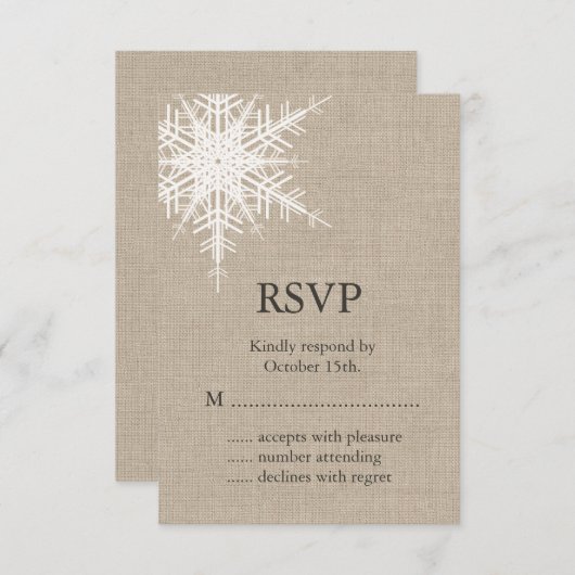 Burlap Snowflake RSVP (Voorkant / Achterkant)