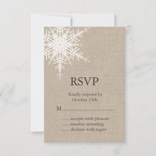 Burlap Snowflake RSVP Kaartje (Voorkant)