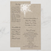 Burlap Snowflake Wedding Program Programmakaart (Voorkant / Achterkant)