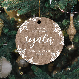 Burlap Snowflakes maakt ons eerste kerstfeest same Metalen Ornament