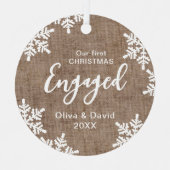 Burlap Snowflakes onze eerste kerst Metalen Ornament (Voorkant)