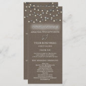 Burlap Star String Lights Rustieke Trouwprogramma' Programmakaart (Voorkant / Achterkant)