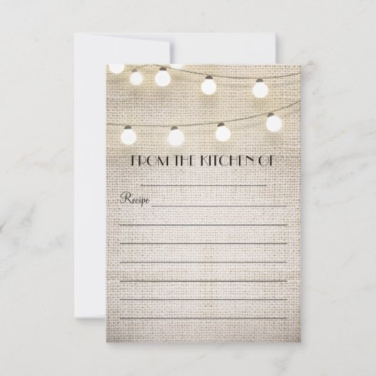 burlap string lichtjes recept cards (Voorkant)
