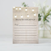 burlap string lichtjes recept cards (Staand voorkant)