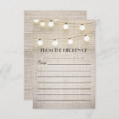 burlap string lichtjes recept cards (Voorkant / Achterkant)