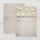 burlap string lichtjes recept cards (Voorkant / Achterkant)