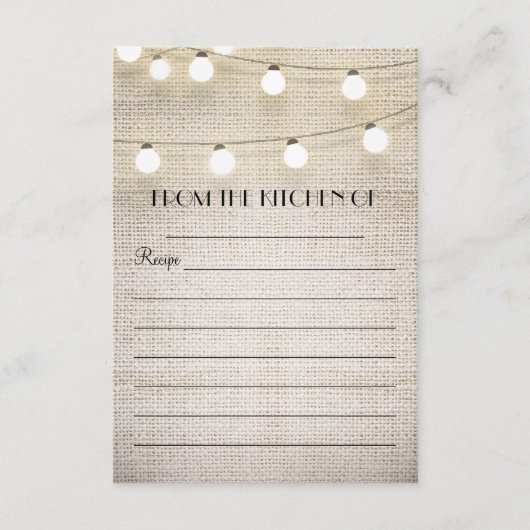 burlap string lichtjes recept cards (Voorkant)