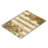 Burlap Stripes en Kerstmis Yaupon Holly Notitieboek (Linkerzijde)