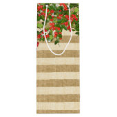 Burlap Stripes en Kerstmis Yaupon Holly Wijn Cadeautas (Achterkant)