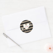 Burlap Stripes Heart & Arrow Rustic Wedding Favor Ronde Sticker (Envelop)