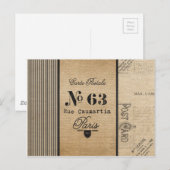 Burlap Stylish French Paris Briefkaart (Voorkant / Achterkant)