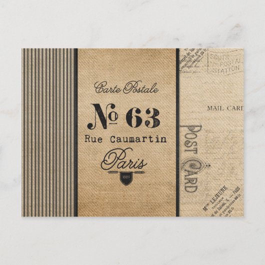 Burlap Stylish French Paris Briefkaart (Voorkant)