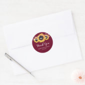 Burlap Sunflower Burgundy Red Dank u Stickers (Envelop)