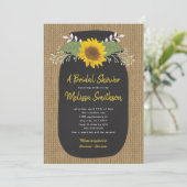 Burlap Sunflower Chalk Mason Jar Vrijgezellenfeest Kaart (Staand voorkant)