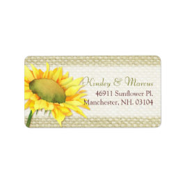Burlap Sunflower Country Weddenschap Etiket