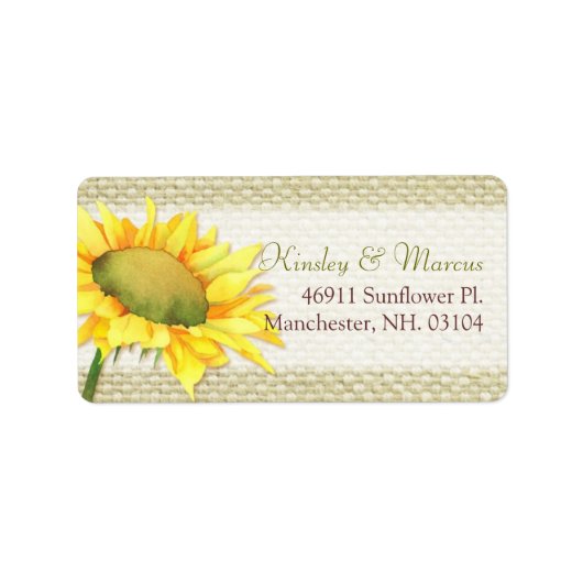 Burlap Sunflower Country Weddenschap Etiket (Voorkant)