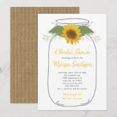 Burlap Sunflower Mason Jar Vrijgezellenfeest | wit Kaart (Voorkant / Achterkant)