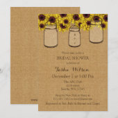Burlap Sunflower Mason Jars Vrijgezellenfeest Invi Kaart (Voorkant / Achterkant)