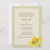 Burlap Sunflower Rustic Country Wedding Kaart (Achterkant)