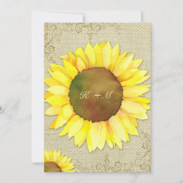 Burlap Sunflower Rustic Country Wedding Kaart