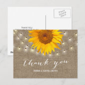 Burlap Sunflower & String Lights Hartelijk dank Briefkaart (Voorkant / Achterkant)