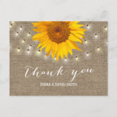 Burlap Sunflower & String Lights Hartelijk dank Briefkaart (Voorkant)