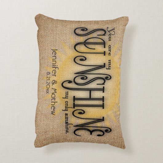 Burlap Sunshine Rustic Wedding Decoratief Kussen (Achterkant (Verticaal))