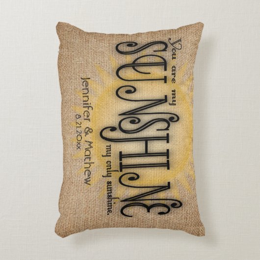 Burlap Sunshine Rustic Wedding Decoratief Kussen (Voorkant(Verticaal))