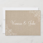 Burlap Swirl Wedding Invitation Kaart (Achterkant)