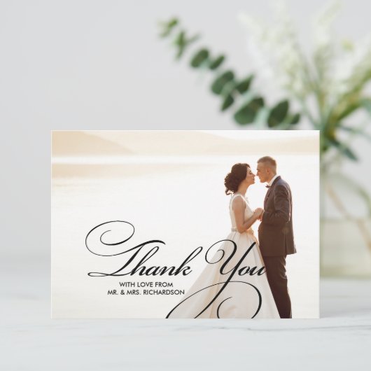 Burlap Texture Dank je bruiloft fotokaarten Bedankkaart (Staand voorkant)